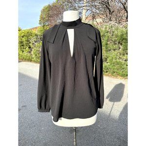 NSA Blouse Exra Small Black Key Hole Long Sleeve Turtleneck Sexy Chic Womens
